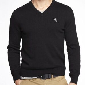 Express Men's Black V-Neck Sweater Size L